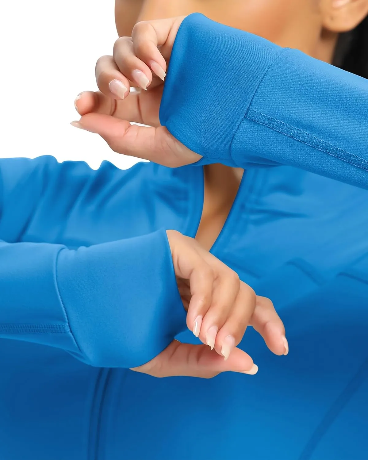 Women BBL Jacket Full Zip UP Workout Athletic Cropped Jacket wIth Thumb Holes Running Yoga Sportswear