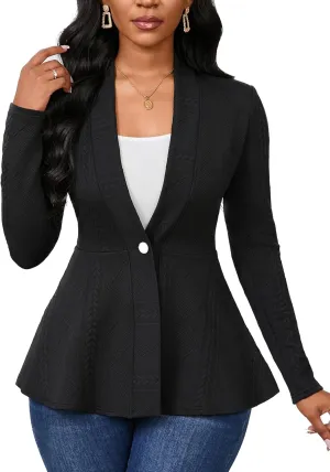 Women Casual Blazers Button Knit Lightweight Business Cardigan Jackets Blazer for Work