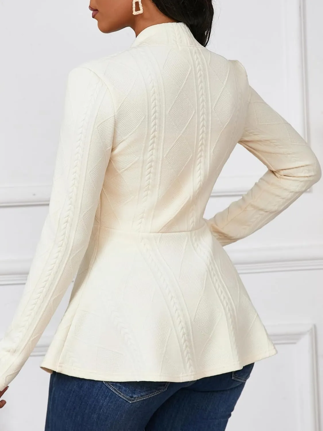 Women Casual Blazers Button Knit Lightweight Business Cardigan Jackets Blazer for Work