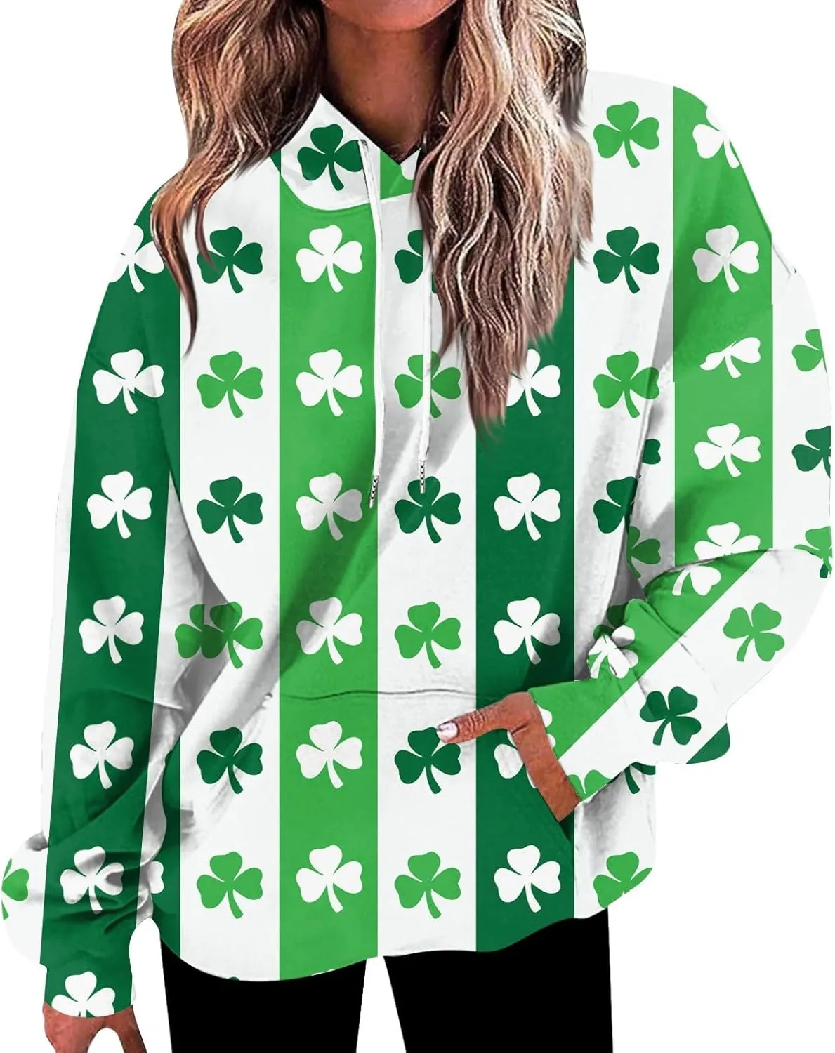 Women Cute Hoodies, Women's Fashion Crewneck Sweatshirts Graphic Daily Long Sleeve Gradient Patchwork Hoodies
