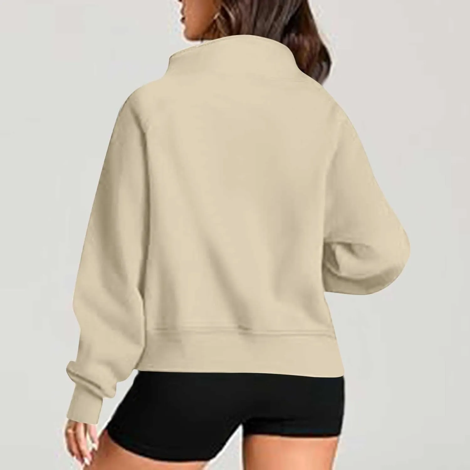 Women Half Zip Up Sweatshirts Trendy Long Sleeve Plain Pullover Fall Casual Oversized Tops Winter Comfort Clothes