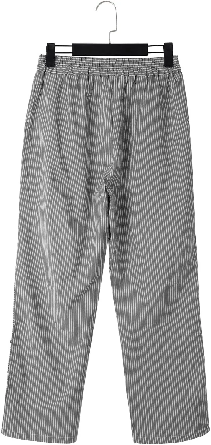 Women Linen Pants Casual Loose Elastic Waist Side Back Four Pockets 9/10 Pants Summer Beach Vacation Clothes for