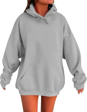 Women Oversized Hoodie Solid Color Drop Sleeve Imitation Cotton Sweatshirt Fashion Y2k Cute Loose Clothes with Pocket