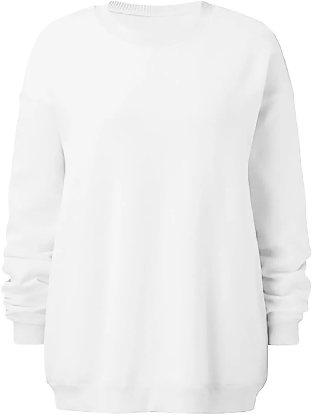 Women Solid Color Oversized Sweatshirt Trendy 2024 Pullover Tops Crew Neck Fall Sweatshirt Comfy Loose Fit Sweater