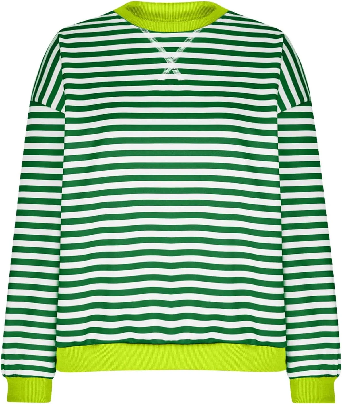 Women Striped Crew Neck Sweatshirts Oversized Pullover Shirt Tops Lightweight Preppy Hoodies Trendy Fall Clothes 2024