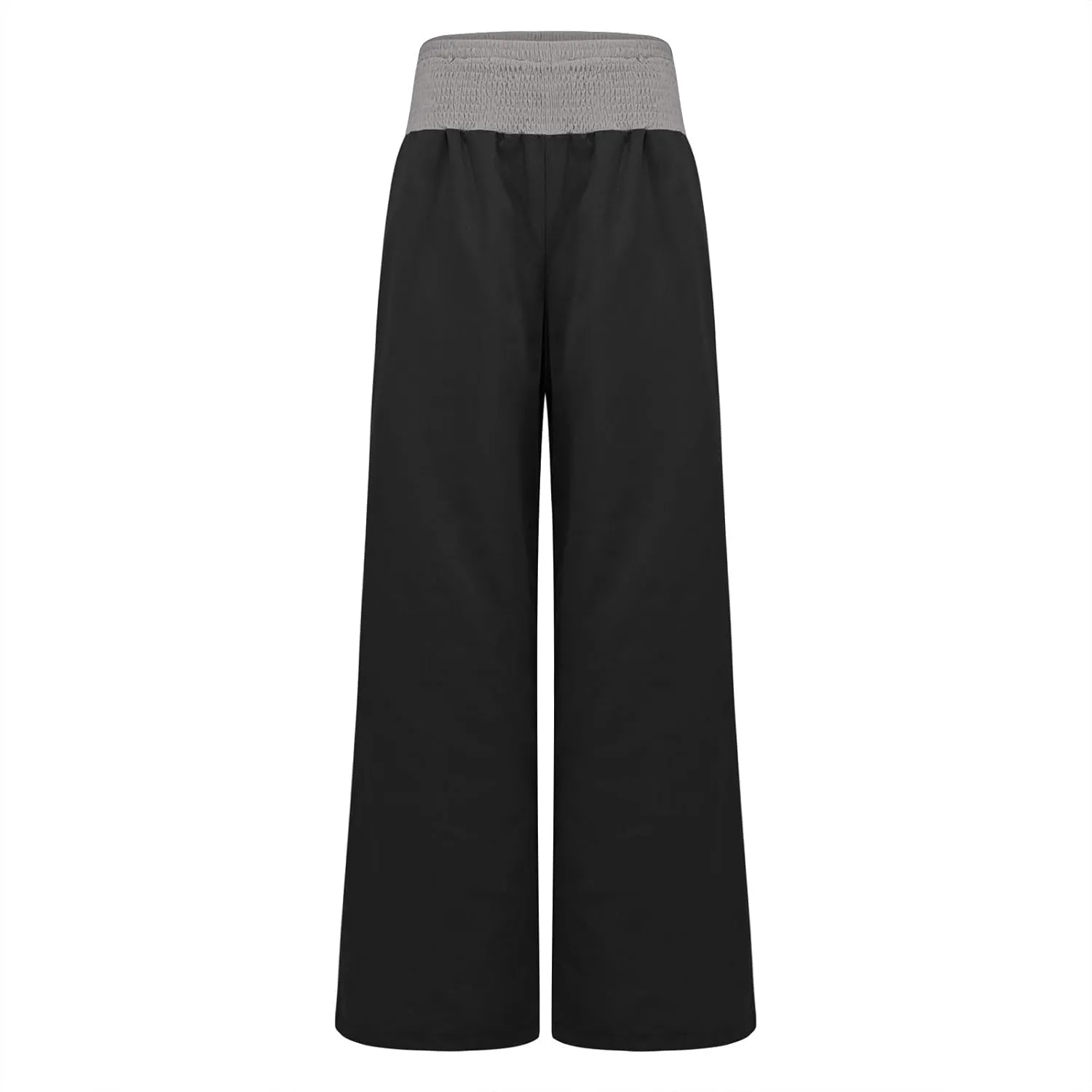Women Summer High Waisted Cotton Linen Palazzo Pants High Waisted Wide Leg Pants Boho Lounge Trousers with Pocket