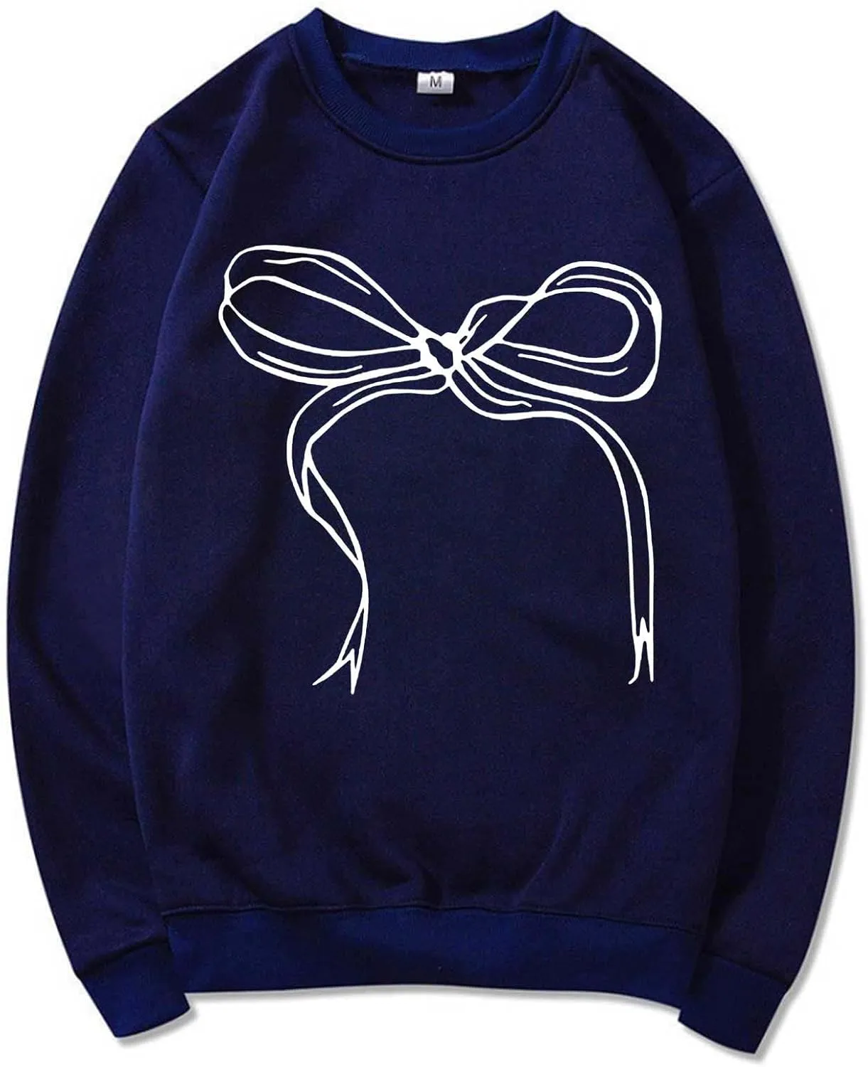 Women Sweatshirt Cute Bow Sweater Oversized Crewneck Sweatshirt Long Sleeve Fleece Pullover Y2K Aesthetic Outfits