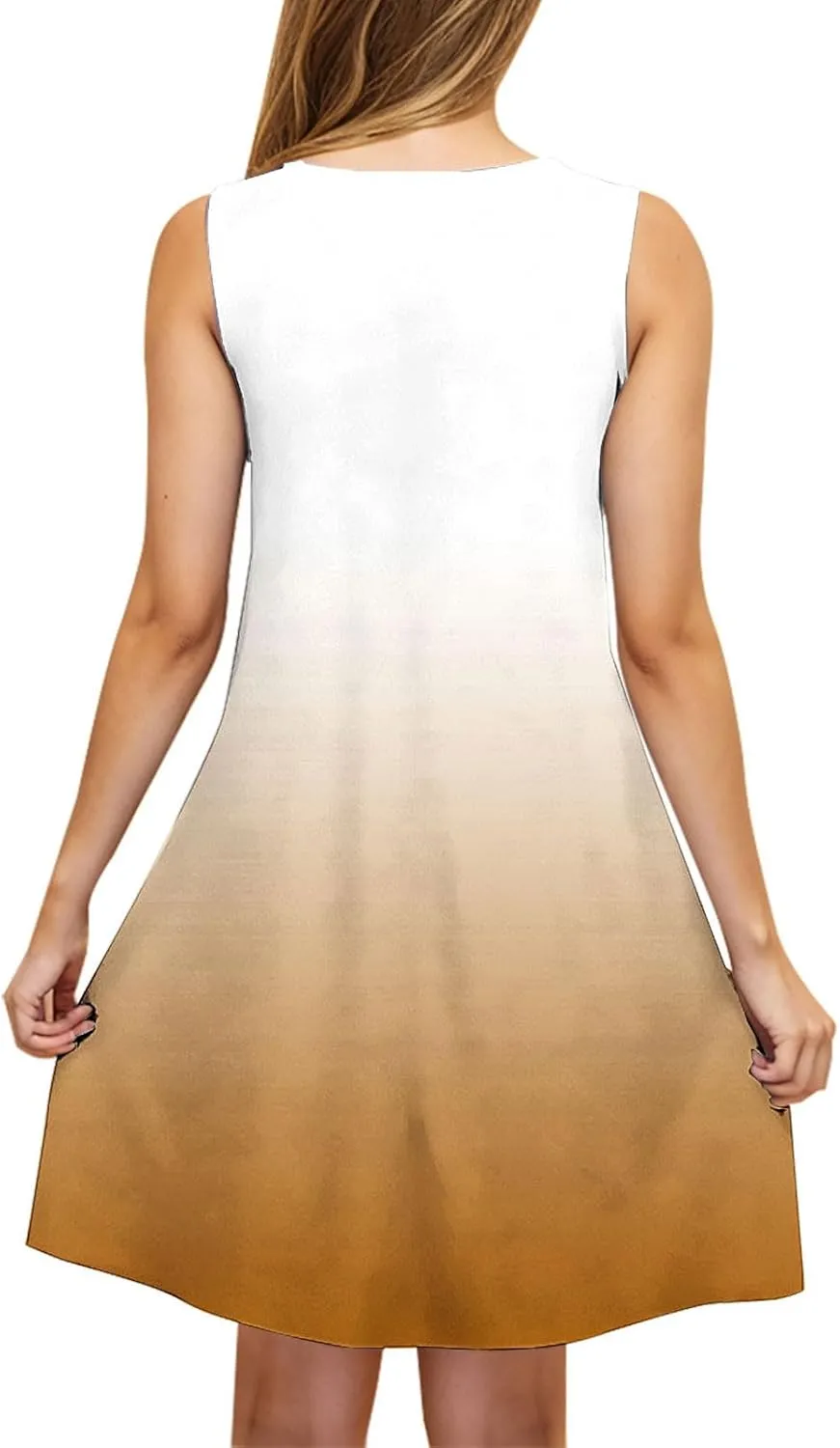 Women Tie Dye Tank Dresses for Summer Sleeveless Round Neck Midi Casual Dress with Pocket Beach Holiday Outfits