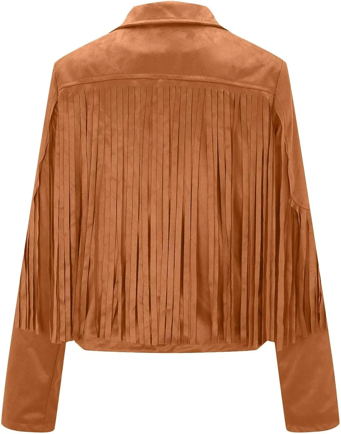 Women Trendy Tassel Coat Fringe Coats Faux Suede Leather Cowboy Style Jacket Long Sleeve Tassels Cardigan Coat Outwear