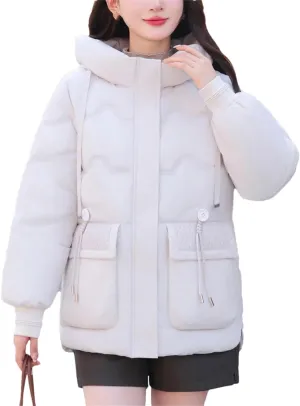 Women Winter Coat Hooded Thicken Jacket Warm Cotton Padded Parkas Long Sleeve Pocket Winter Coat