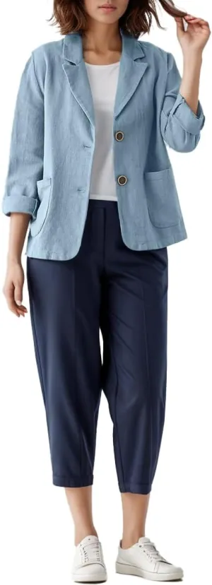 Women's Blazer Jackets Cotton Linen Casual Loose Long Sleeve