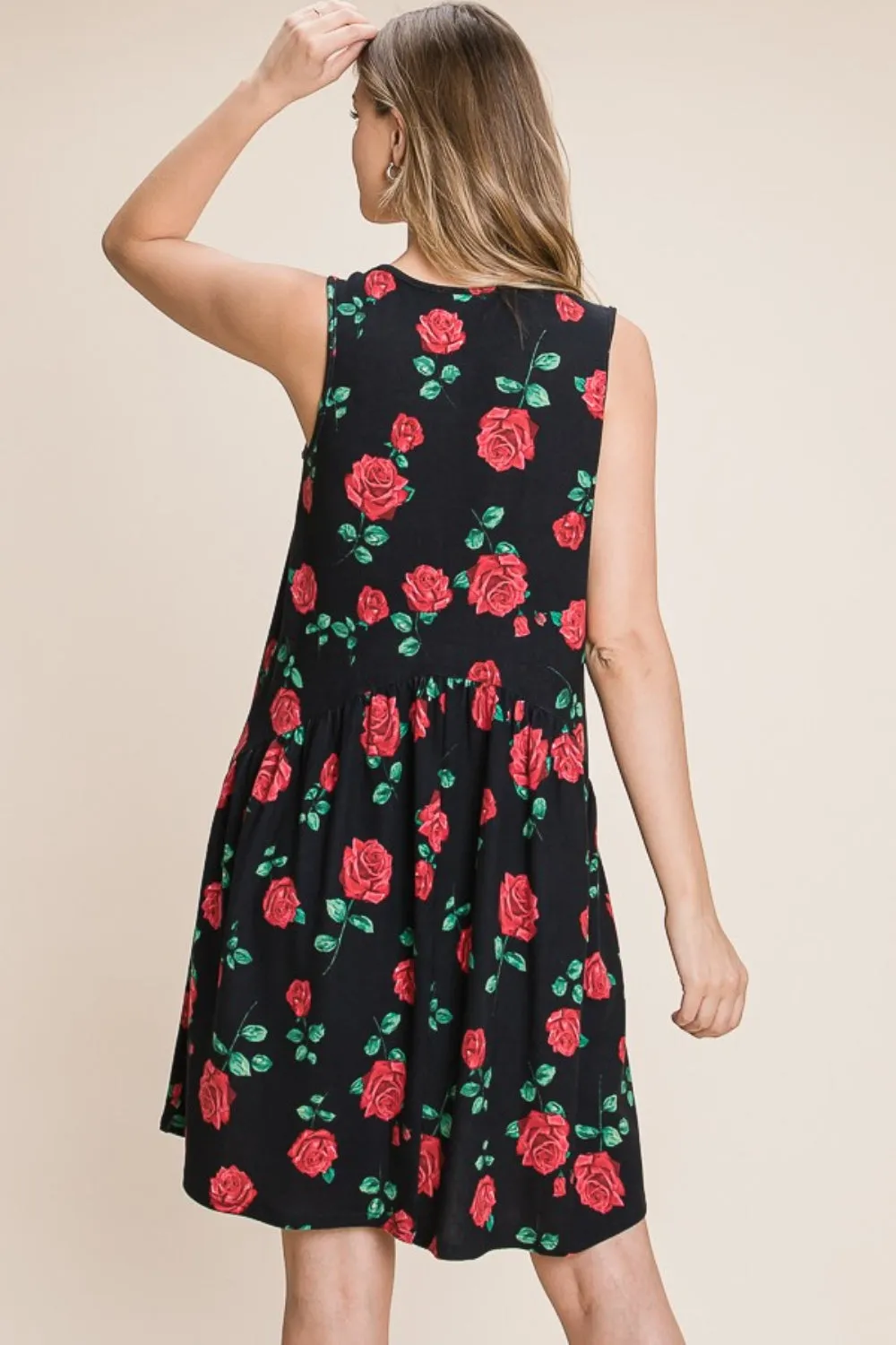 Women's BOMBOM Floral Ruched Tank Dress