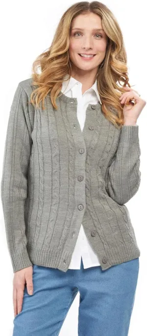 Women's Button Front Cable Knit Cardigan- in Soft,Lightweight Acrylic in 5 Colors and Plus Sizes and Easy to Maintain Option
