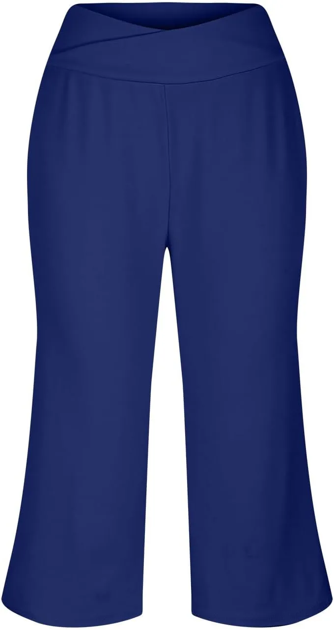 Womens Capri Pants 2025 Summer Casual High Waist Pants Loose Comfy Trendy Dressy Cropped Trouser Athletic Gym Workout