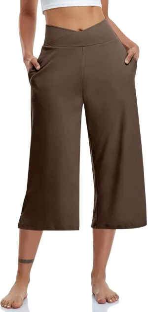 Womens Capri Pants 2025 Summer Casual High Waist Pants Loose Comfy Trendy Dressy Cropped Trouser Athletic Gym Workout