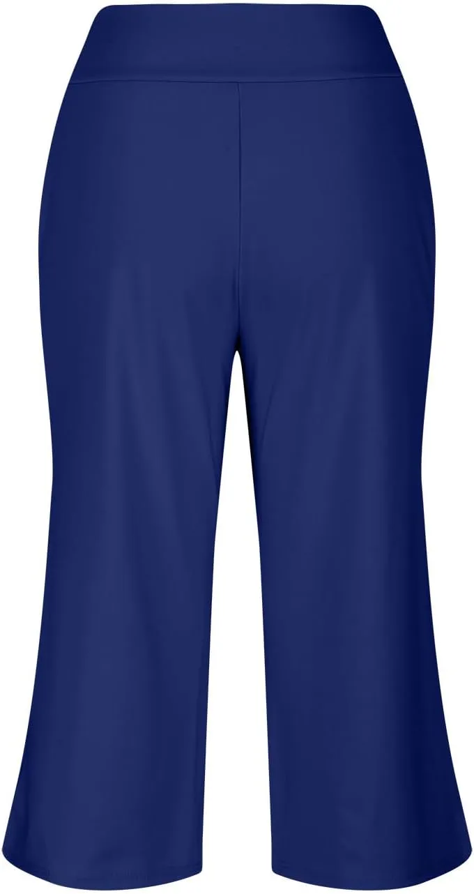 Womens Capri Pants 2025 Summer Casual High Waist Pants Loose Comfy Trendy Dressy Cropped Trouser Athletic Gym Workout
