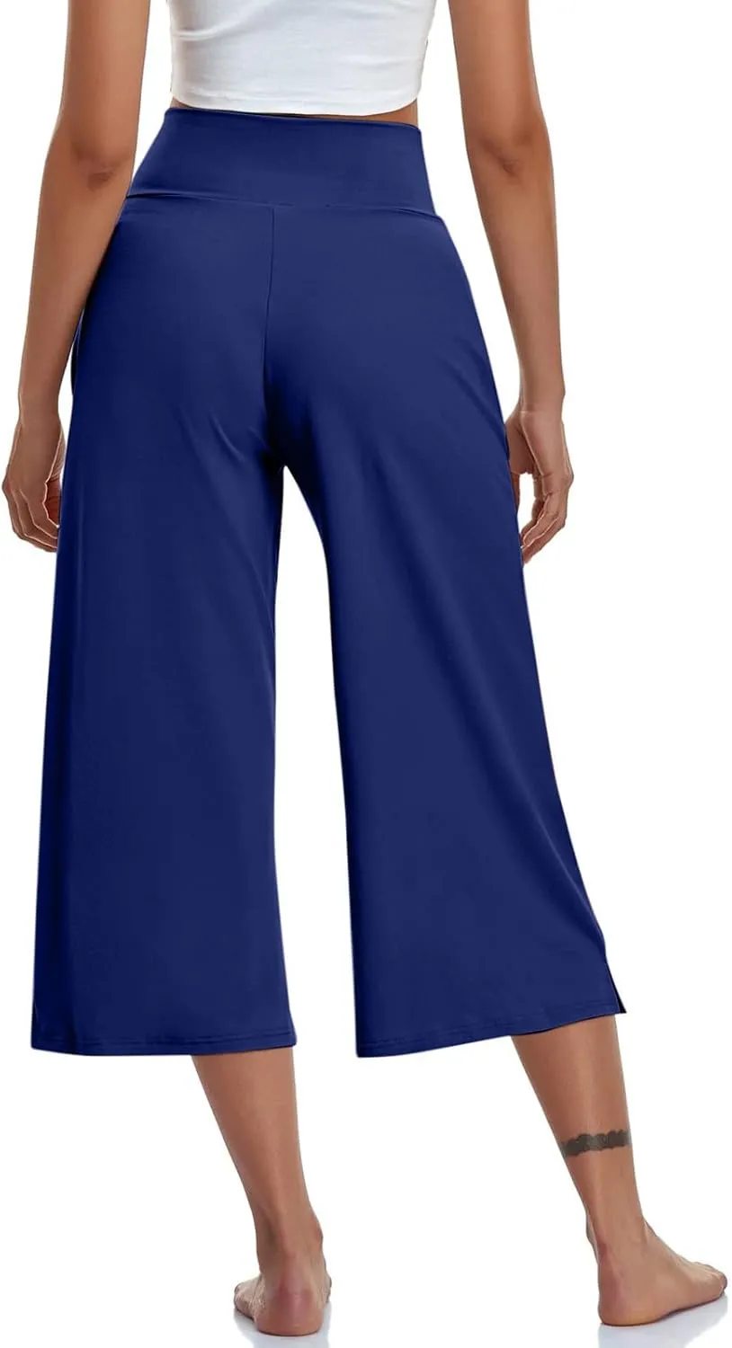Womens Capri Pants 2025 Summer Casual High Waist Pants Loose Comfy Trendy Dressy Cropped Trouser Athletic Gym Workout