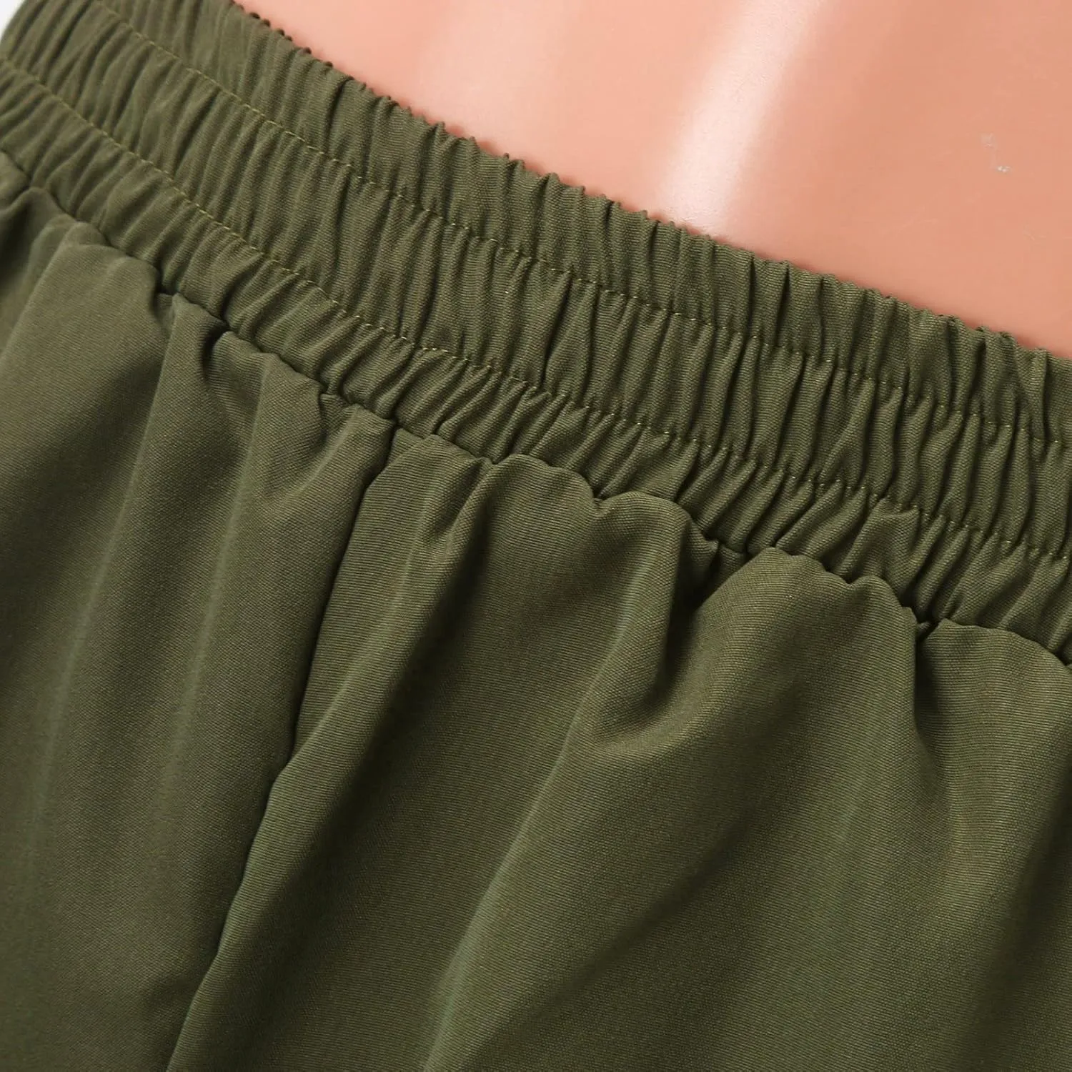 Women's Cargo Pants Y2K Elastic High Waist Straight Parachute Pants Solid Fashion Wide Leg Baggy Trousers with Large Pockets
