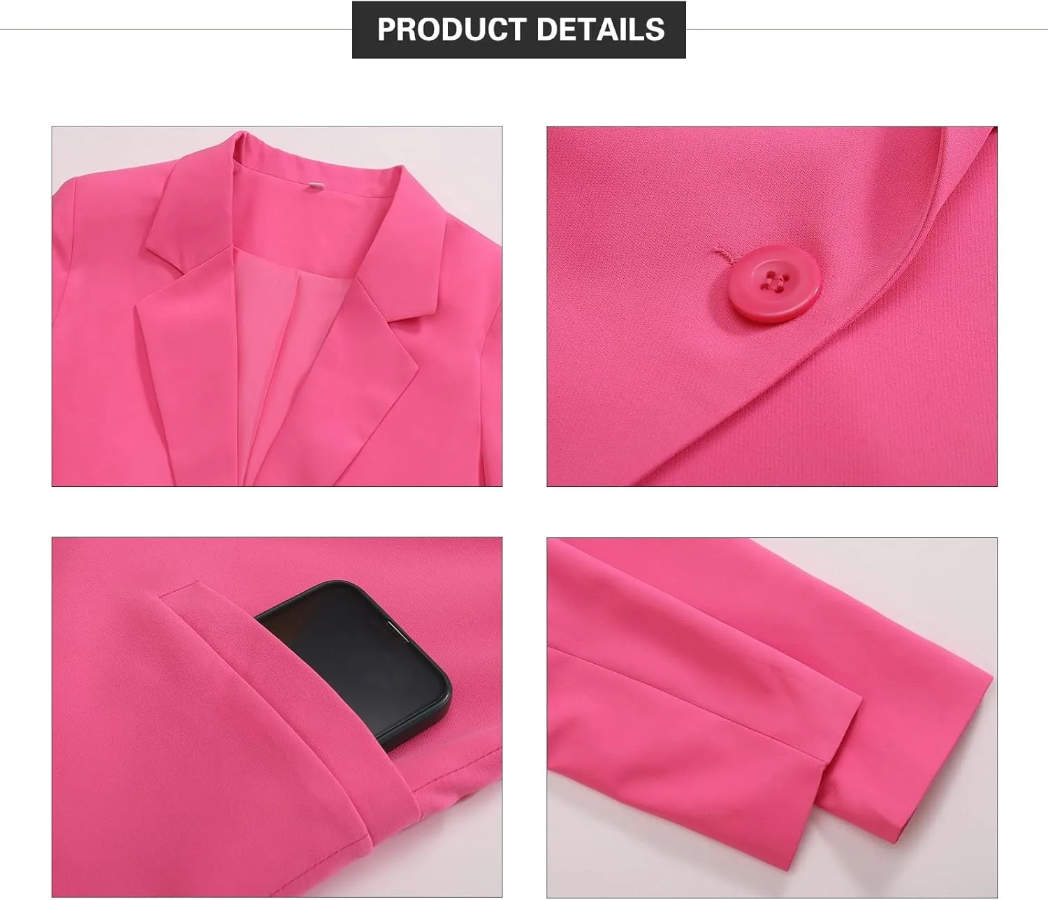 Women's Casual Blazer 2024 Spring Open Front Button Business Office Blazer Lapel with Pockets