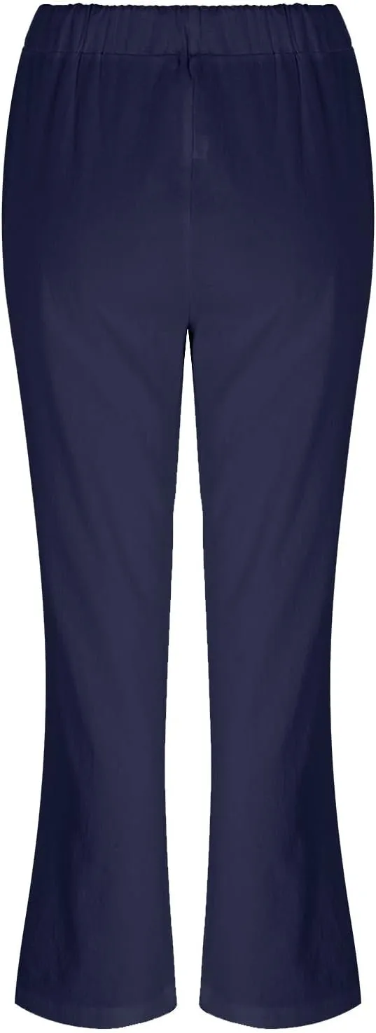 Women's Cotton Linen Baggy Pants Relax Fit Elastic Waist Drawstring Trousers Lightweight Summer Pants 2025 Trendy