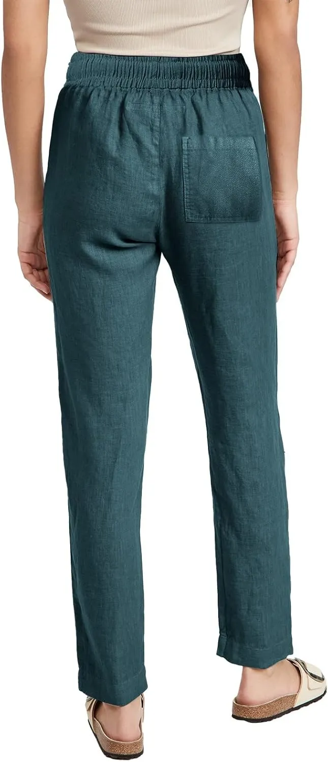 Women's Cotton Linen Straight Leg Pants Casual Summer Loose Sweatpants Tapered Ankle Capris Cropped Beach Trousers