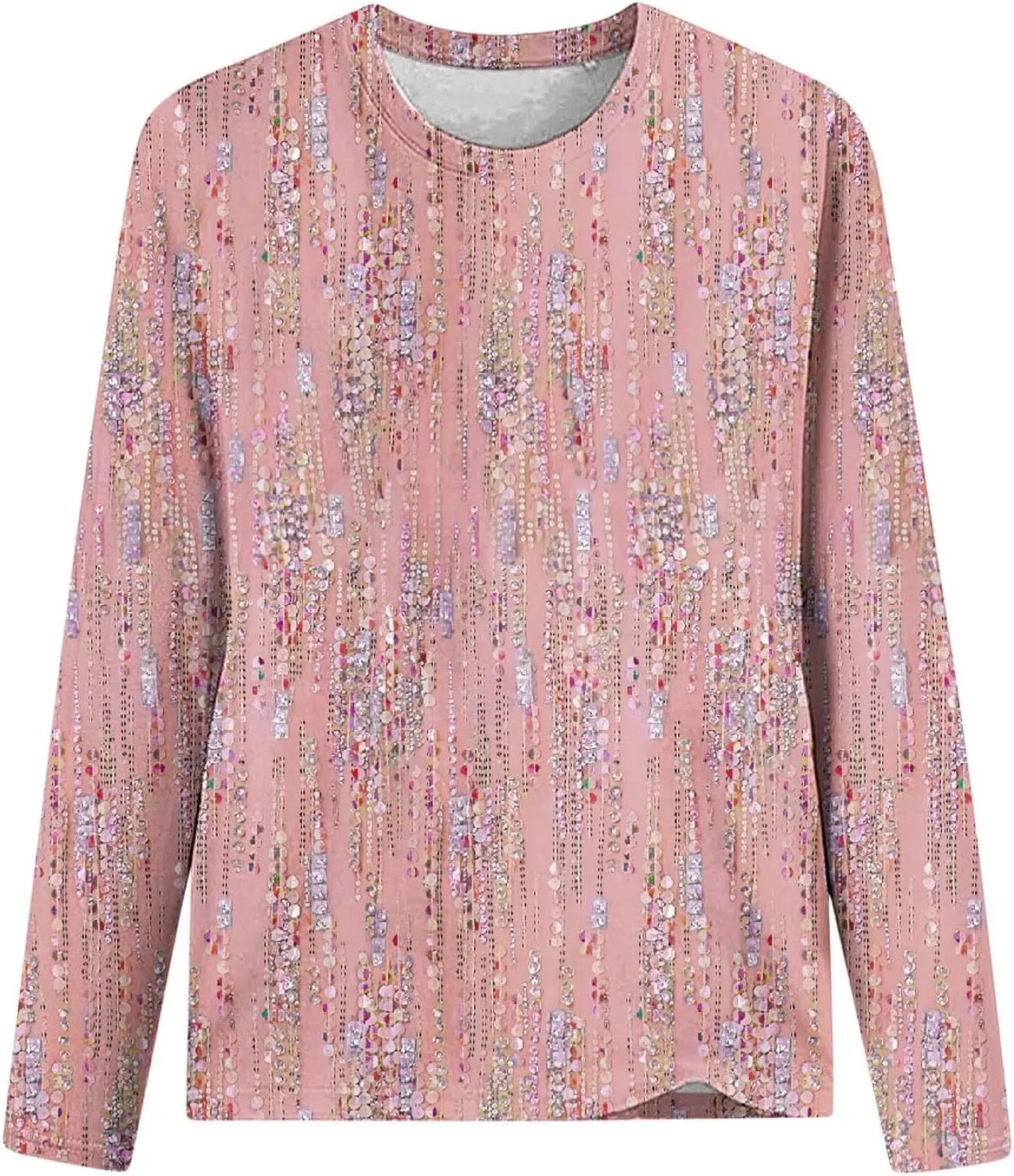 Womens Cute Long Sleeve Tops Trendy 2023 Floral Print Tunic Shirts Crewneck Loose Comfy Blouses Dressy Casual