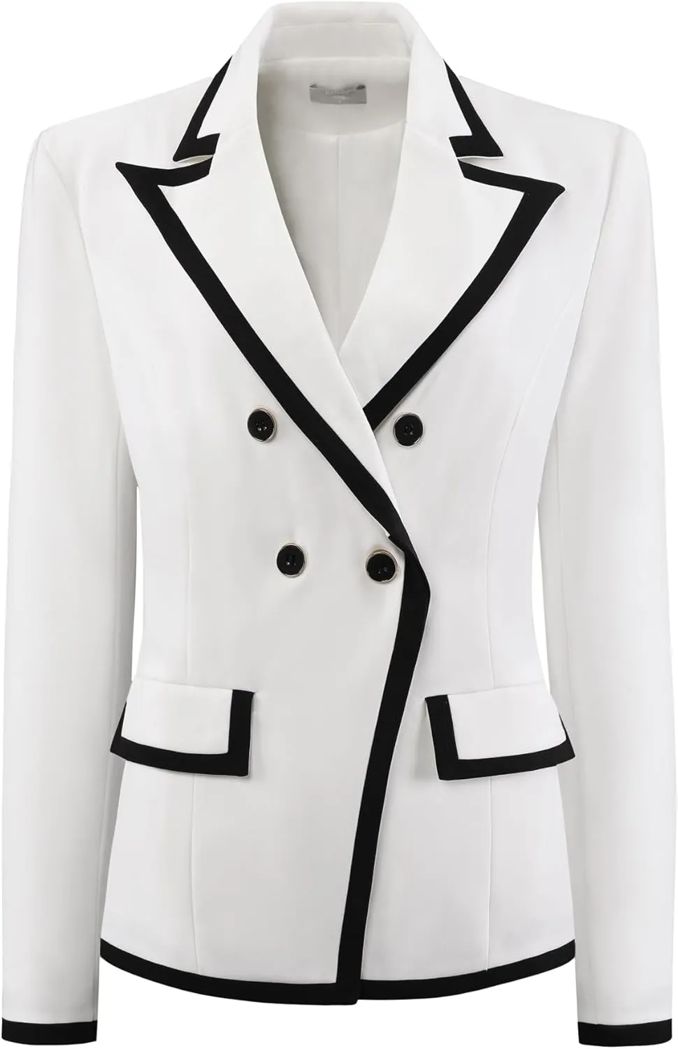 Women's Double Breasted Blazer Panel Trim Long Sleeve Work Suit Blazers Jacket