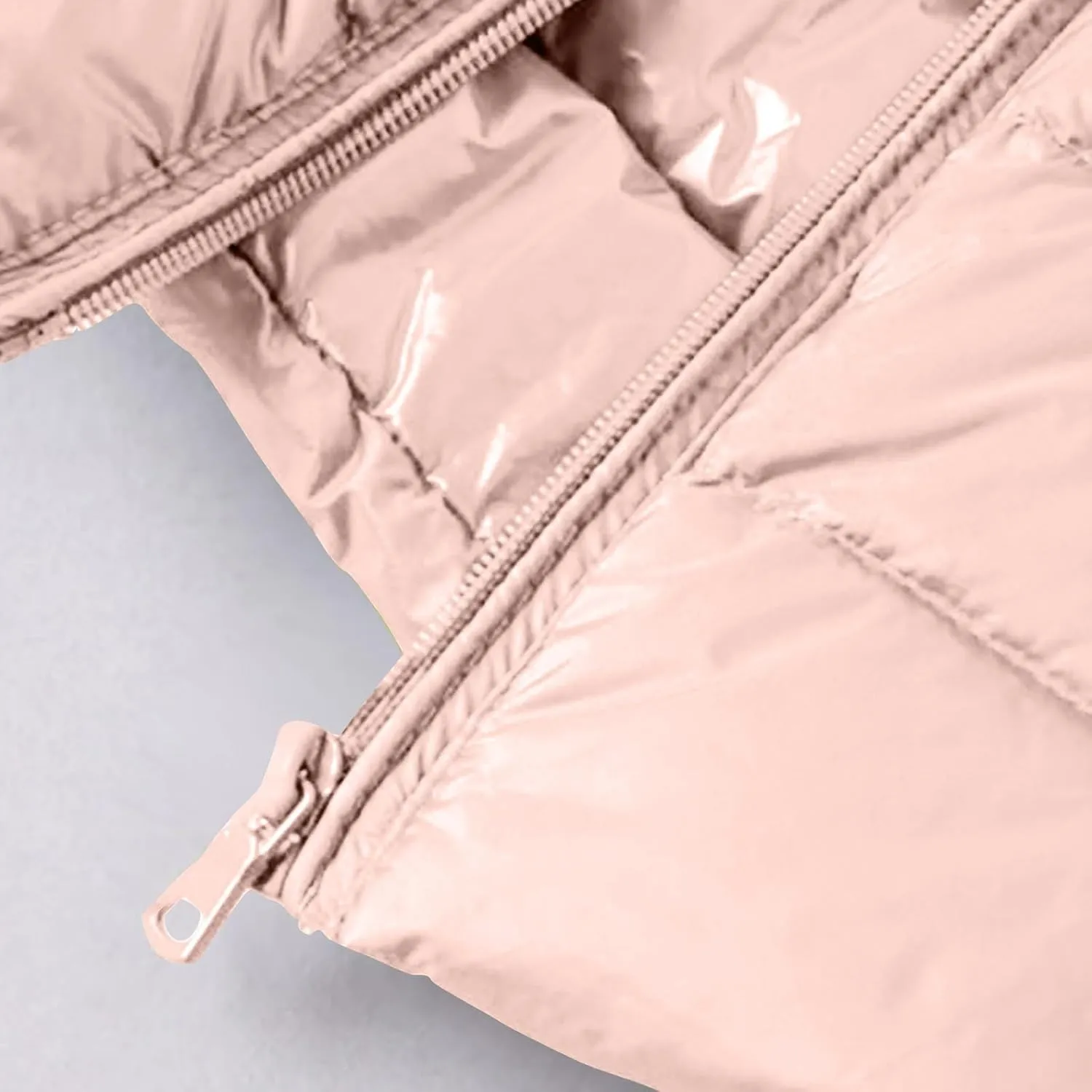 Womens Down Vest Coat Quilted Sleeveless Puffer Jacket Winter Warm Slim Fit Cotton-Padded Waistcoat Solid Color Gilet