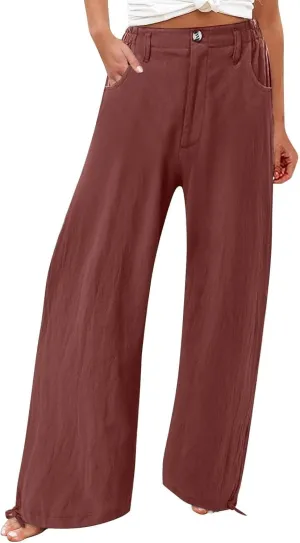 Women's Fall 2024 Pants High Waist Straight Leg Pants Business Casual Button Work Pants Trousers with Pockets