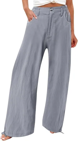 Women's Fall 2024 Pants High Waist Straight Leg Pants Business Casual Button Work Pants Trousers with Pockets