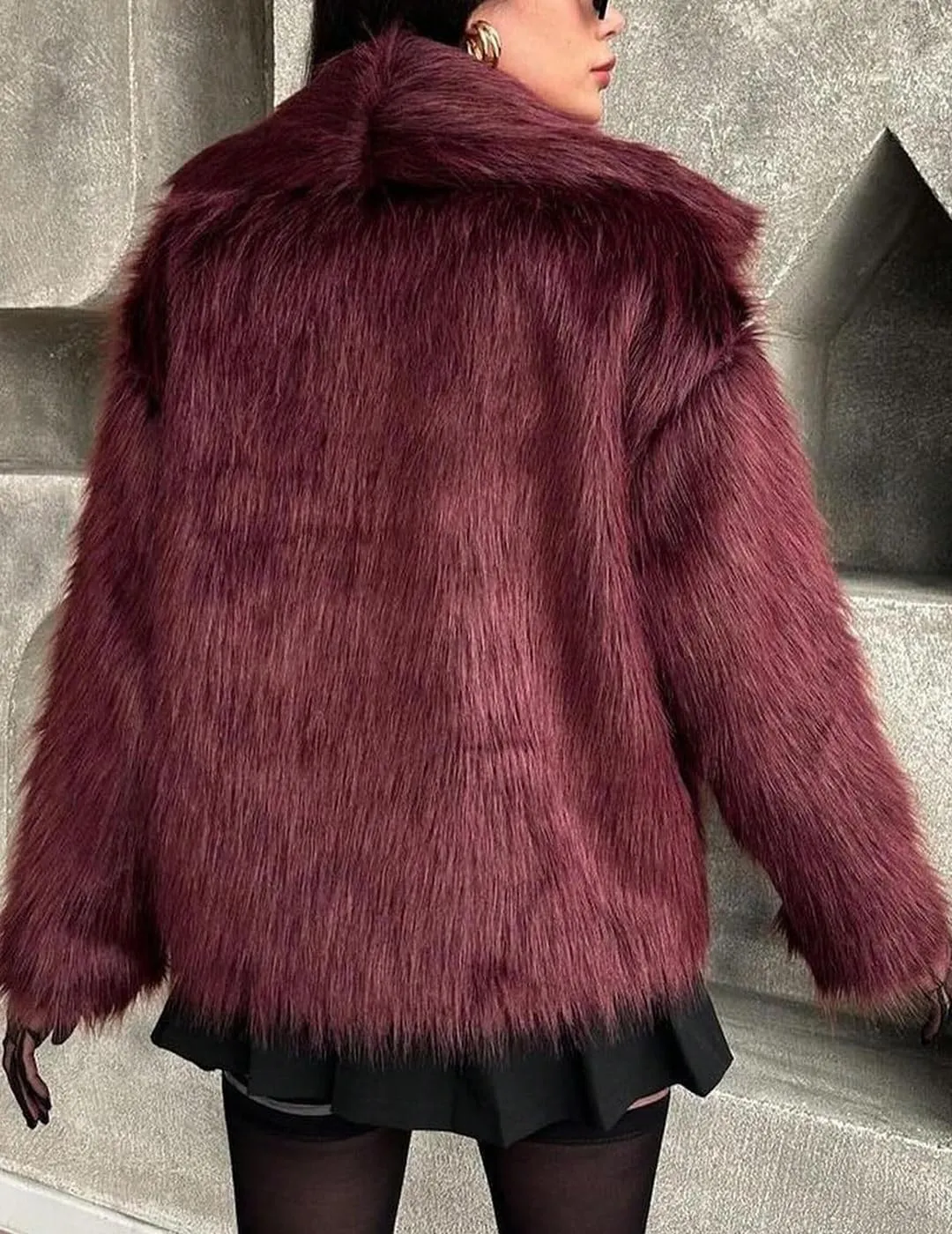 Womens Faux Fur Jackets Long Sleeve Open Front Fluffy Coats Winter Fluffy Faux Fur Coats Casual Loose Lapel Coat