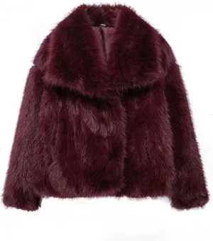 Womens Faux Fur Jackets Long Sleeve Open Front Fluffy Coats Winter Fluffy Faux Fur Coats Casual Loose Lapel Coat