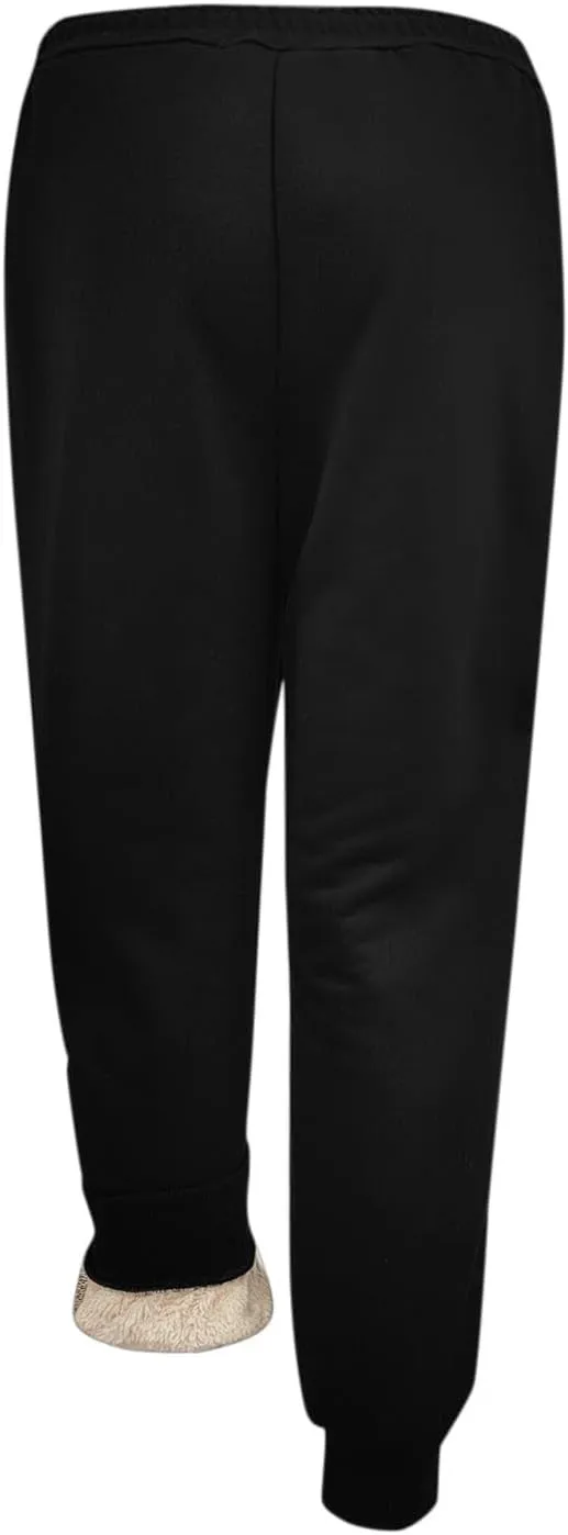 Womens Fleece Sweatpants Elastic High Waist Joggers Pants Active Running Pants Drawstring Baggy Lounge Trousers
