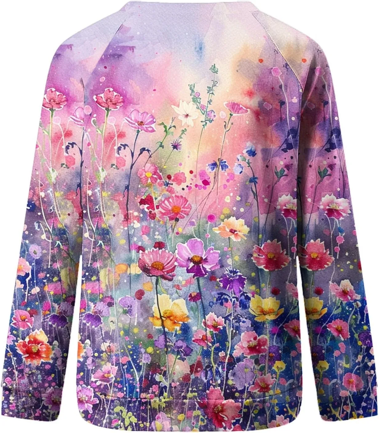 Womens Floral Shirts Long Sleeve Crewneck Sweatshirt Comfy Casual Trendy Fall Outfits Loose Fit Tunic Cute Tops
