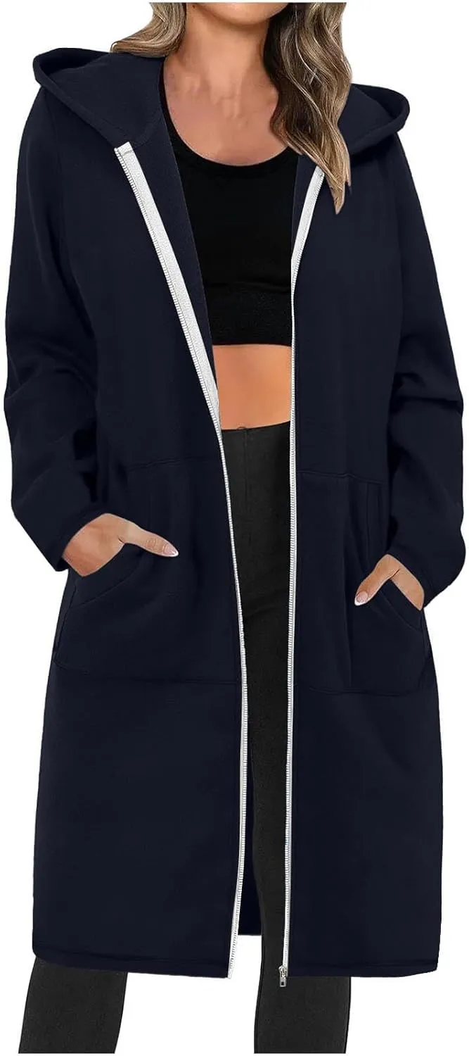 Women's Full Zip Up Hoodies Oversized Fleece Long Sleeve Sweatshirt Comfy Casual Fall Jacket Coat with Pocket 2024