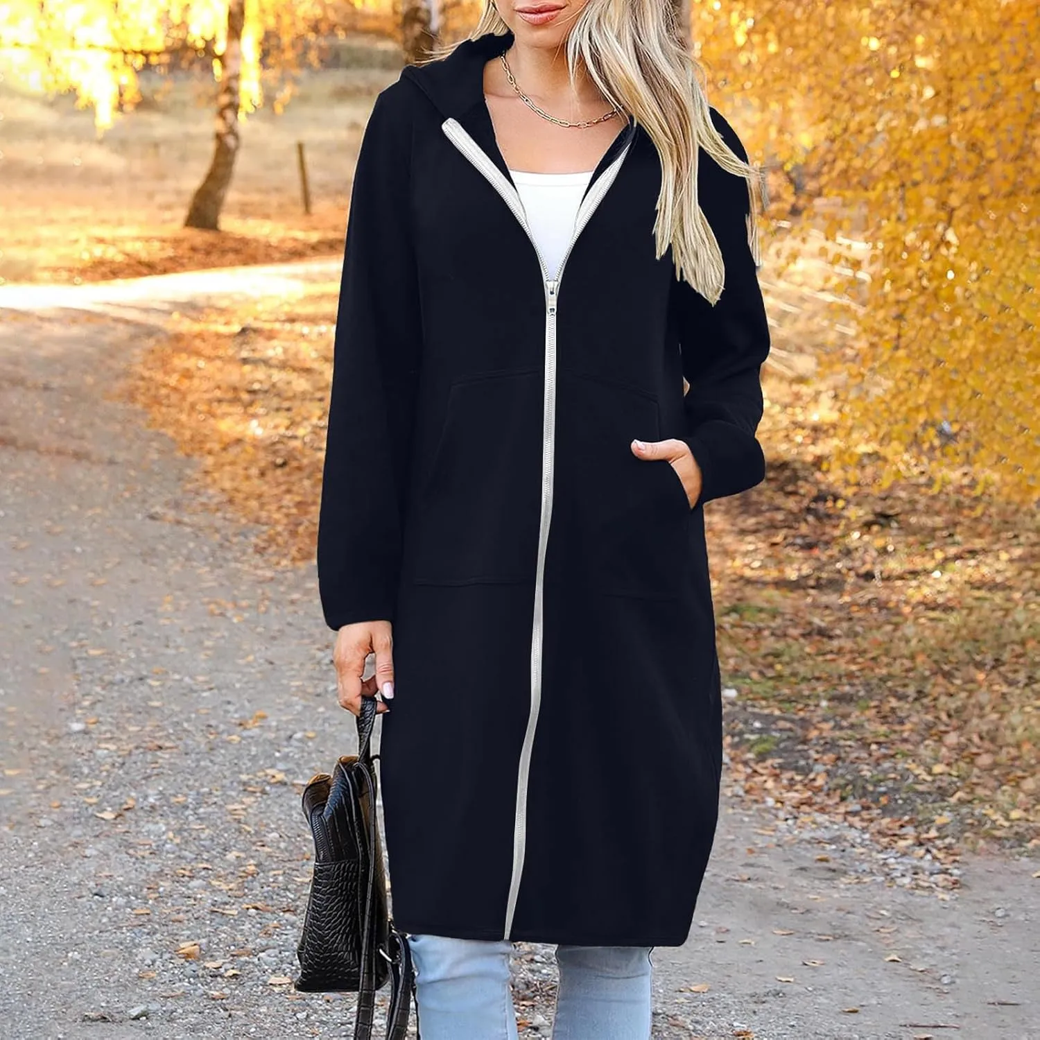 Women's Full Zip Up Hoodies Oversized Fleece Long Sleeve Sweatshirt Comfy Casual Fall Jacket Coat with Pocket 2024