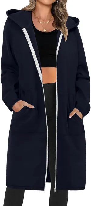 Women's Full Zip Up Hoodies Oversized Fleece Long Sleeve Sweatshirt Comfy Casual Fall Jacket Coat with Pocket 2024