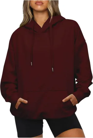 Women's Hoodie Sweatshirts Drawstring Casual Long Sleeve Hooded Pullover Sweatshirts with Pockets