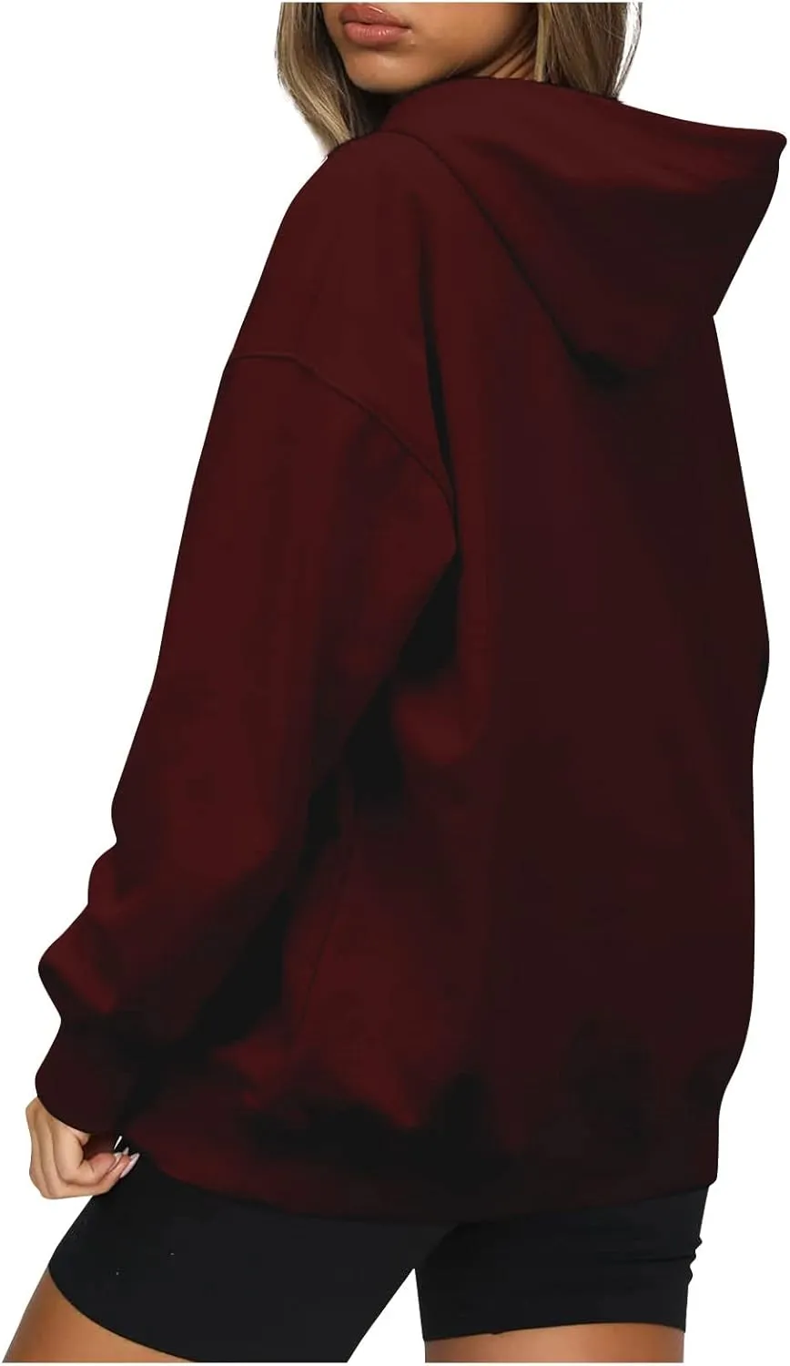 Women's Hoodie Sweatshirts Drawstring Casual Long Sleeve Hooded Pullover Sweatshirts with Pockets