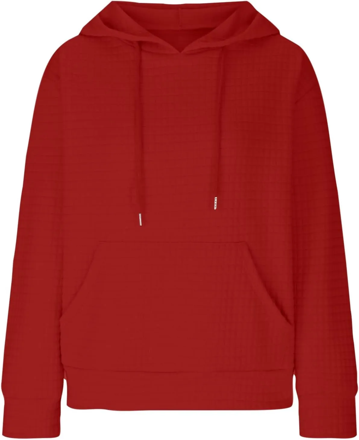 Womens Hoodies Fashion Solid Color Tops Long Sleeve Casual Loose Fitted Sweatshirt Pocket Drawstring Pullover