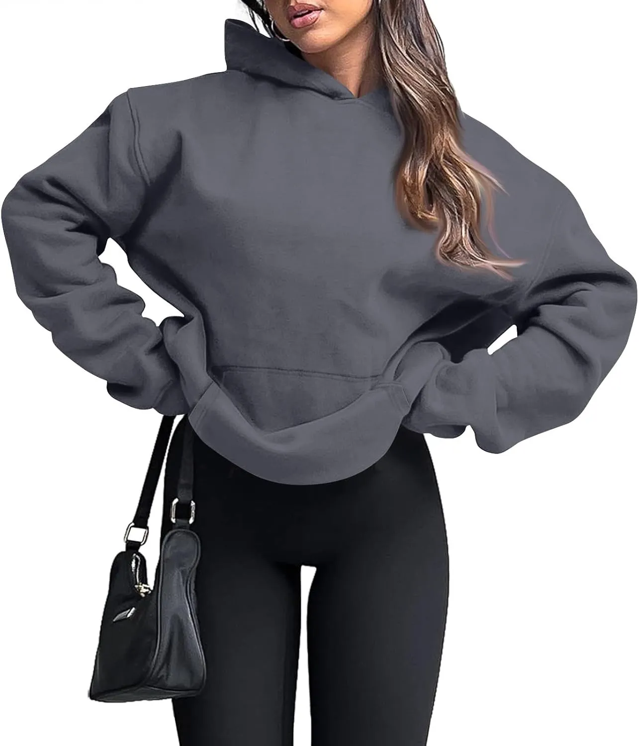 Womens Hoodies Pullover Fleece Lined Oversized Hooded Sweatshirts Teen Girls Sweaters Y2k Hoodie with Pockets