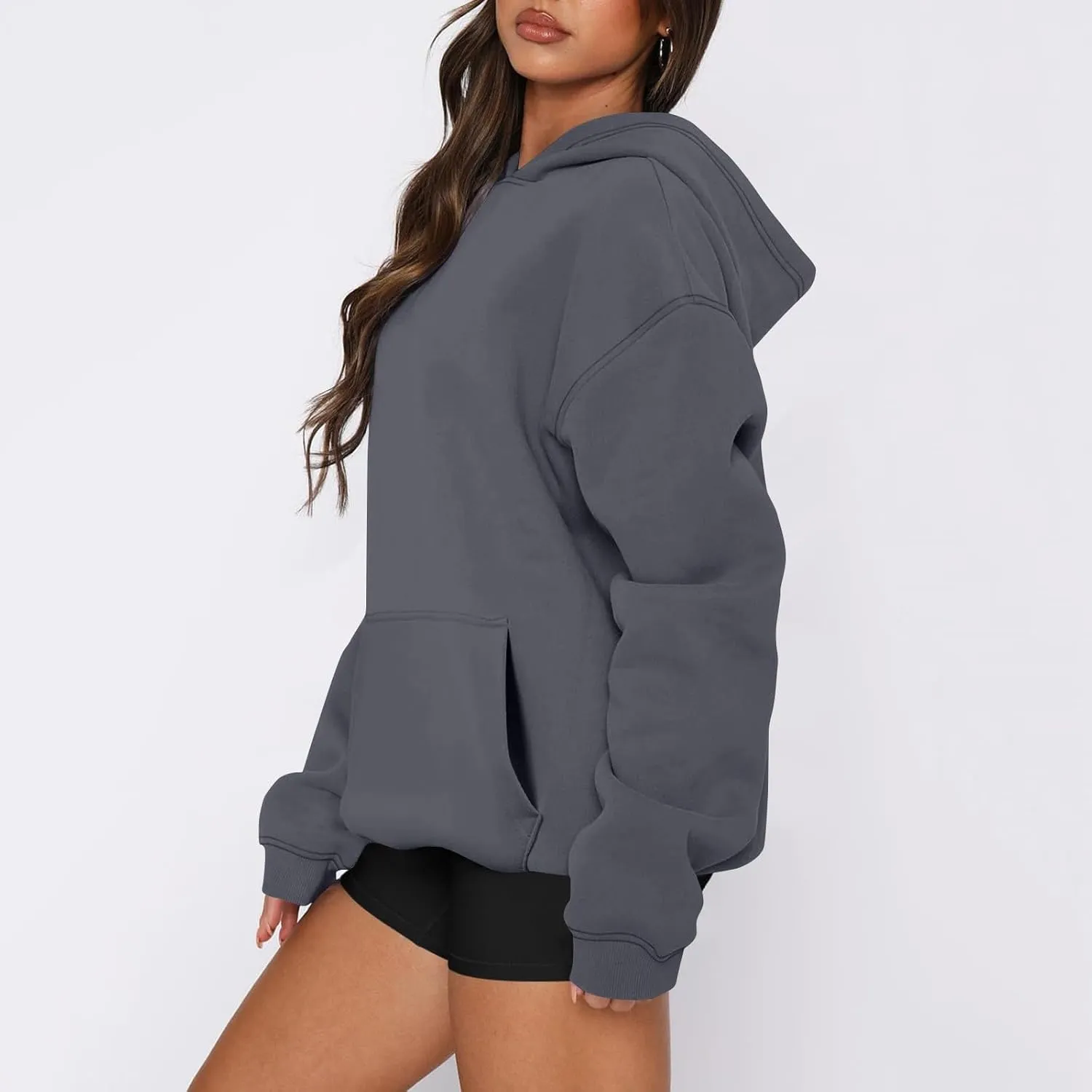 Womens Hoodies Pullover Fleece Lined Oversized Hooded Sweatshirts Teen Girls Sweaters Y2k Hoodie with Pockets