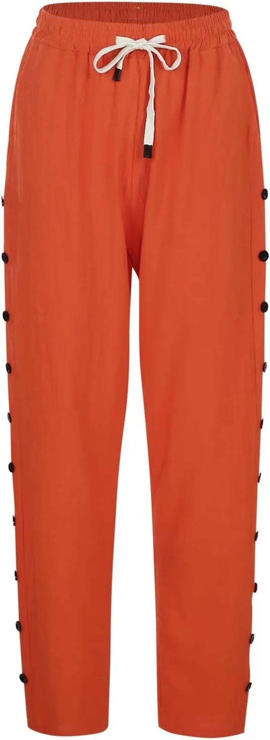 Womens Leggings Solid Color Cotton Linen Elastic Seven Pants Casual Pants Linen Beach Clothes Beach Vacation