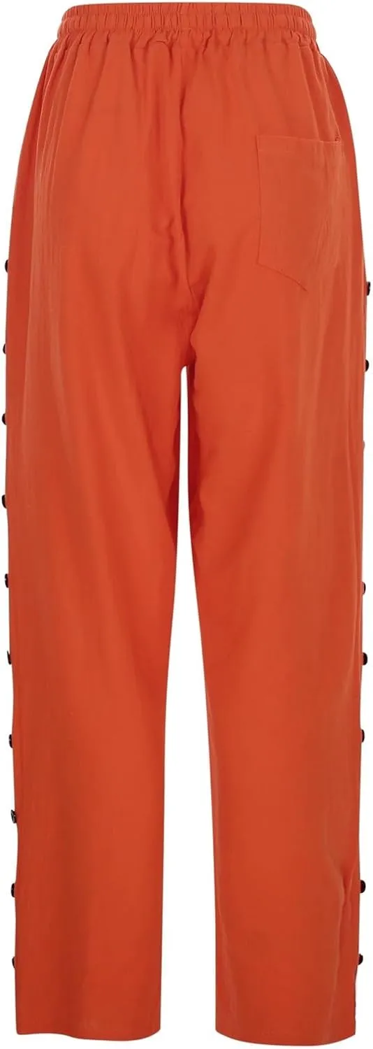 Womens Leggings Solid Color Cotton Linen Elastic Seven Pants Casual Pants Linen Beach Clothes Beach Vacation