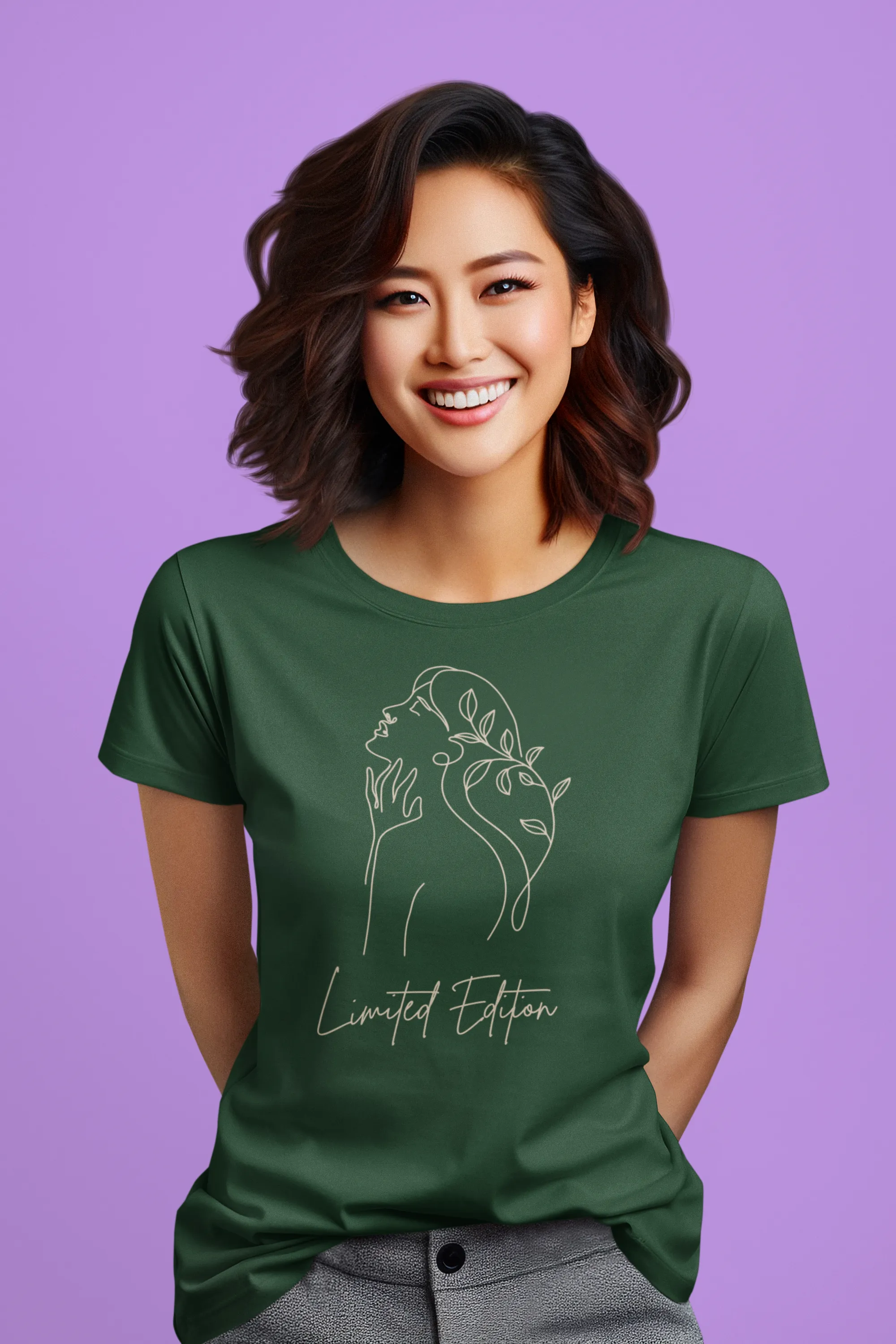 Women's  Limited Edition Cotton tshirt with Woman Outline Design