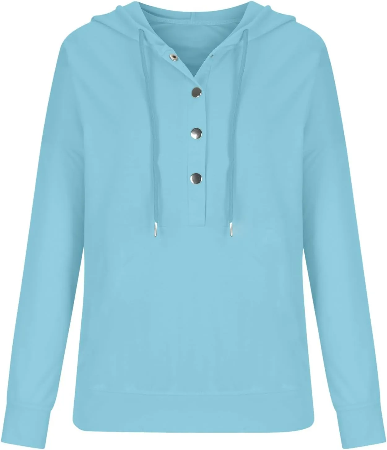Womens Long Sleeve Fleece Hoodies 1/4 Button Sweatshirts Loose Fit Casual Fashion Pullover Tops with Pocket