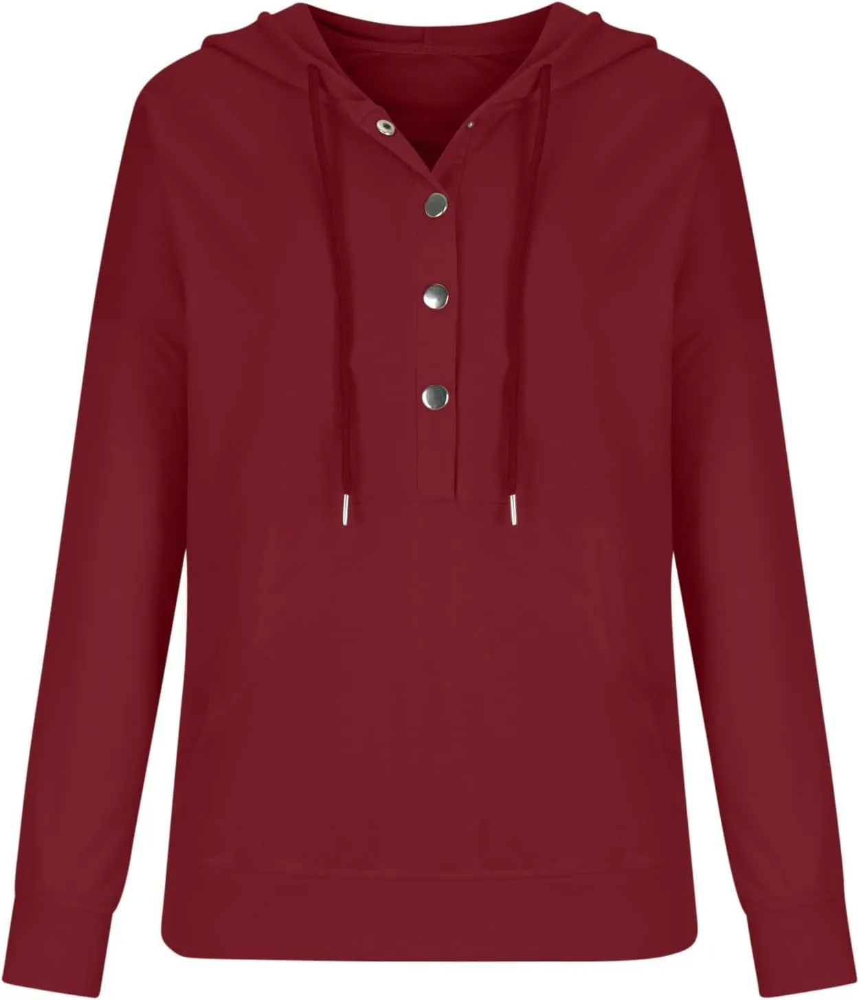 Womens Long Sleeve Fleece Hoodies 1/4 Button Sweatshirts Loose Fit Casual Fashion Pullover Tops with Pocket