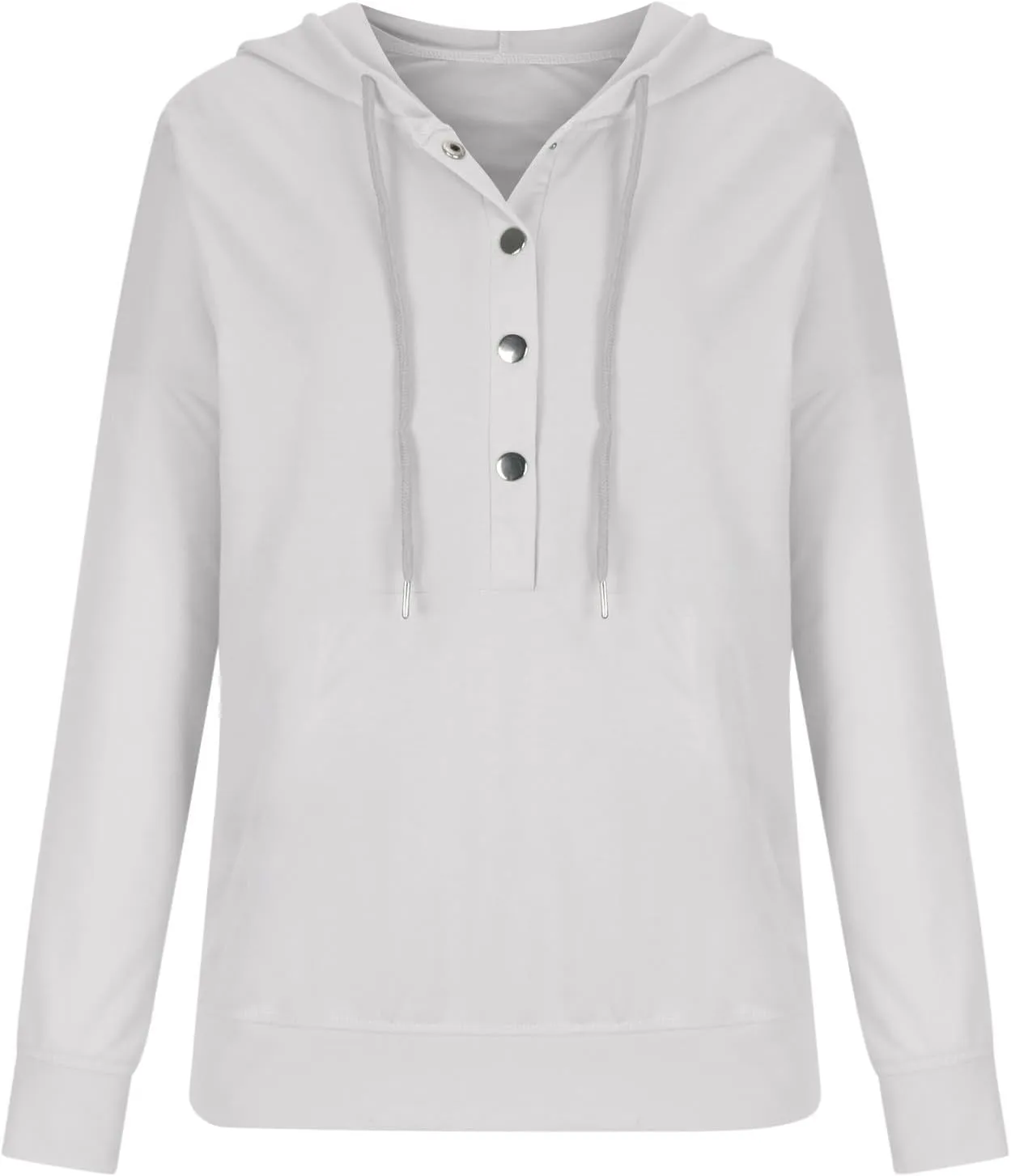 Womens Long Sleeve Fleece Hoodies 1/4 Button Sweatshirts Loose Fit Casual Fashion Pullover Tops with Pocket