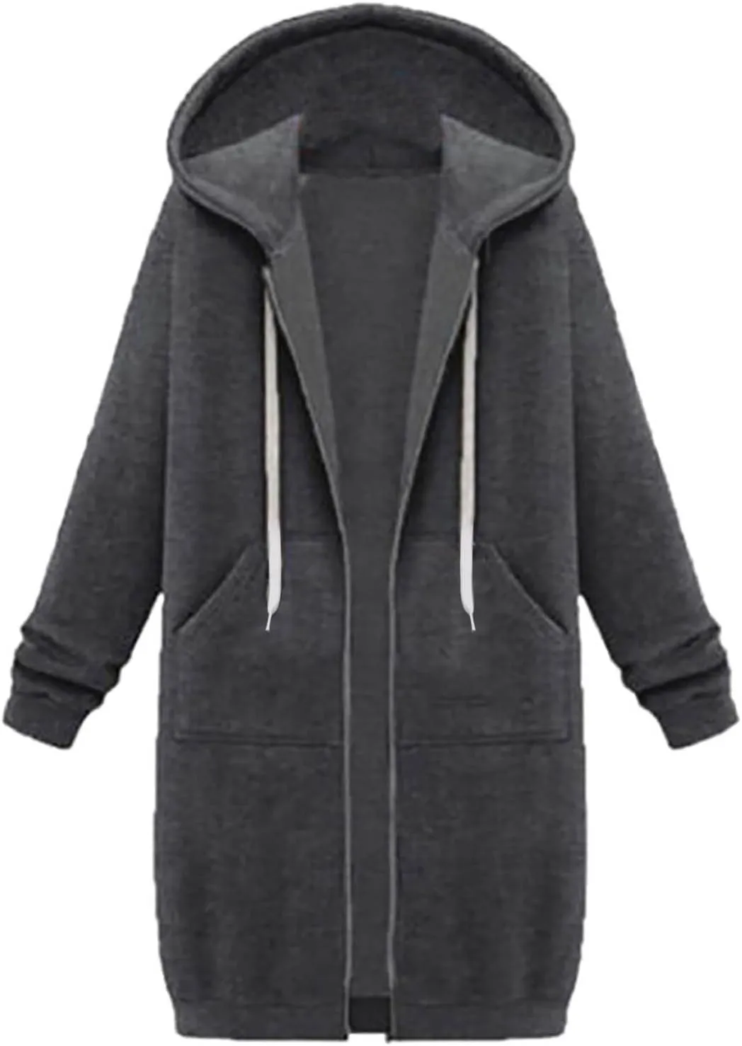 Womens Long Sweatshirts Oversized Zip Up Hoodies Knee length Long Fleece Tunic Sweatshirts Fall Hoodie Jackets Coats