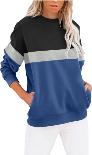 Women's Oversized Color Pullover Sweatshirts, 2024 Outfits Loose Basic Comfy Fleece Sweatshirts Sweaters